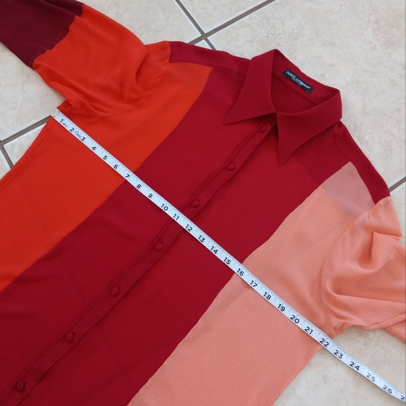 Dolce & Gabbana Silk Georgette Colorblock Patchwork Shirt 46IT/10US - Picture 12 of 16